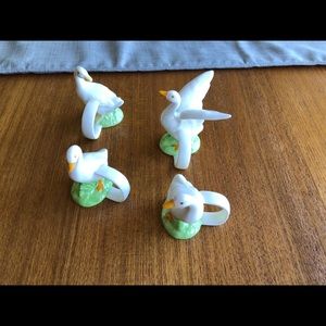 Vtg Lillian Vernon Bone China Geese Napkin Rings
